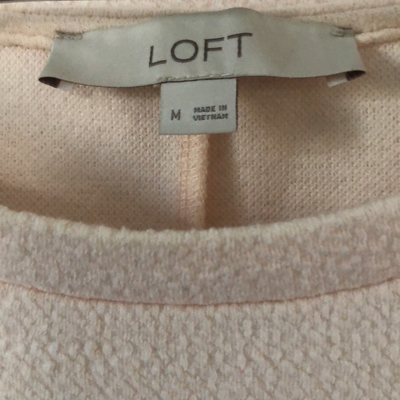 LOFT Crepe Knit Puff Sleeve top in Blush - Picture 5 of 6